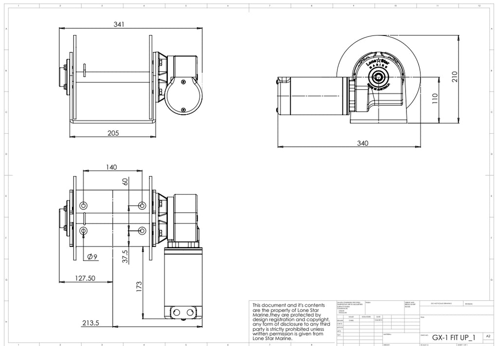LoneStar GX-1 Anchor Drum Winch ONLY