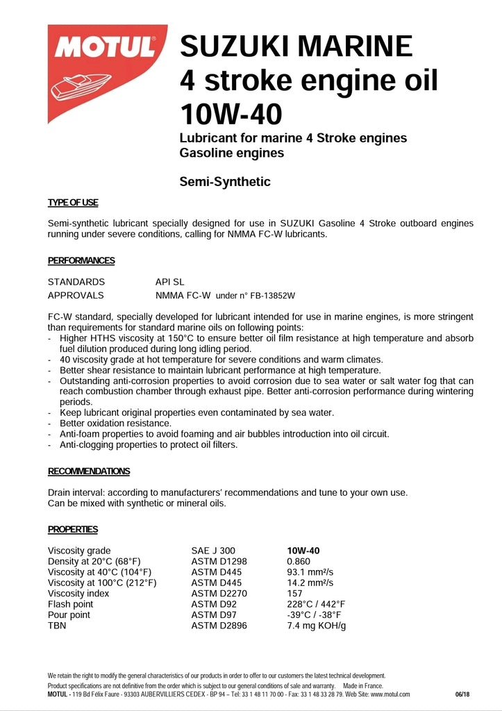 99000-M0T4T-05L, Suzuki Marine Outboard 4 Stroke Engine Oil -5ltr SAE 10W40 Semi Synthetic