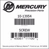 10-13954, Mercury/Quicksilver, Screw