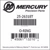 25-26318T, Mercury/Quicksilver, O-Ring