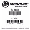 25-31986, Mercury/Quicksilver, O-Ring