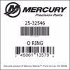 25-32546, Mercury/Quicksilver, O-Ring