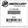 11-40119 6, Mercury/Quicksilver, Nut