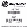 11-40138 6, Mercury/Quicksilver, Nut