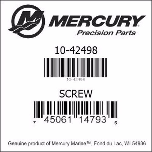 10-42498, Mercury/Quicksilver, Screw