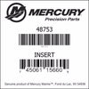 48753, Mercury/Quicksilver Insert, Water Pump