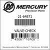 21-64871, Mercury/Quicksilver, Valve-Check