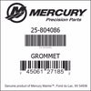 25-804086, Mercury/Quicksilver, Grommet (NLA)