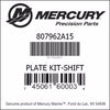 807962A15, Mercury/Quicksilver, Plate Kit-Shift