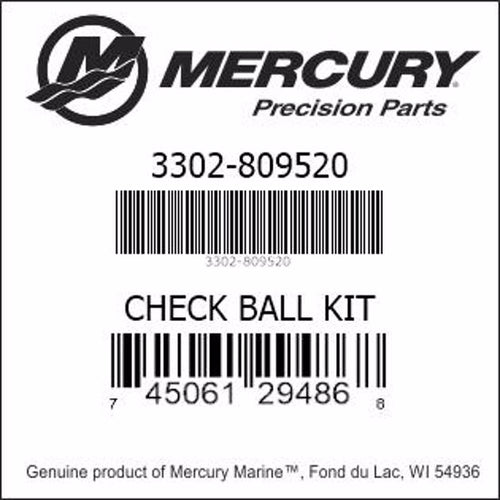 3302-809520, Mercury/Quicksilver, Check Ball Kit