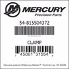 54-815504372, Mercury/Quicksilver, Clamp-Worm Gear