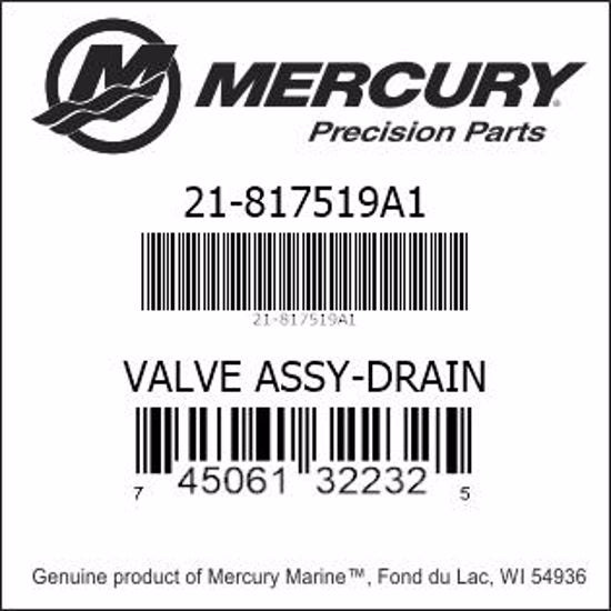 21-817519A 1,Mercury,Quicksilver, Valve Assy-Drain