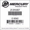 25-841807, Mercury/Quicksilver, O-RING