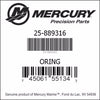 25-889316, Mercury/Quicksilver, O-Ring