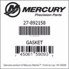 27-892158, Mercury/Quicksilver, Gasket-Exhaust Manifold