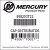 898253T23, Mercury/Quicksilver/Mercruiser, Cap-Distributor