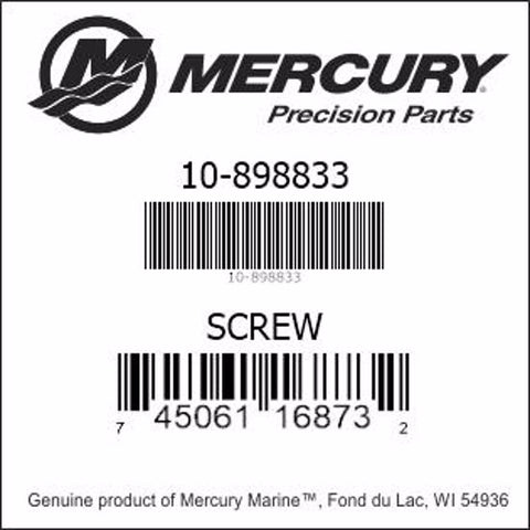 10 898833, Mercury/Quicksilver, Screw