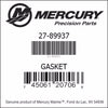 27-89937, Mercury/Quicksilver, Gasket