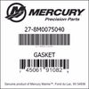 27-8M0075040, Mercury/Quicksilver, Gasket