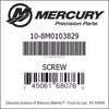 10-8M0103829, Mercury/Quicksilver, Screw