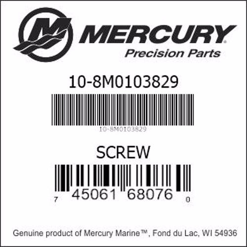 10-8M0103829, Mercury/Quicksilver, Screw