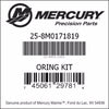 25-893902A01, Mercury/Quicksilver, O-Ring Kit