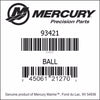 93421, Mercury/Quicksilver, Swivel Ball