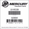 10-95338, Mercury/Quicksilver, Screw