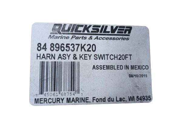 84 896537K20 Mercury / Mercruiser Harness Assembly & Key Switch 20ft
