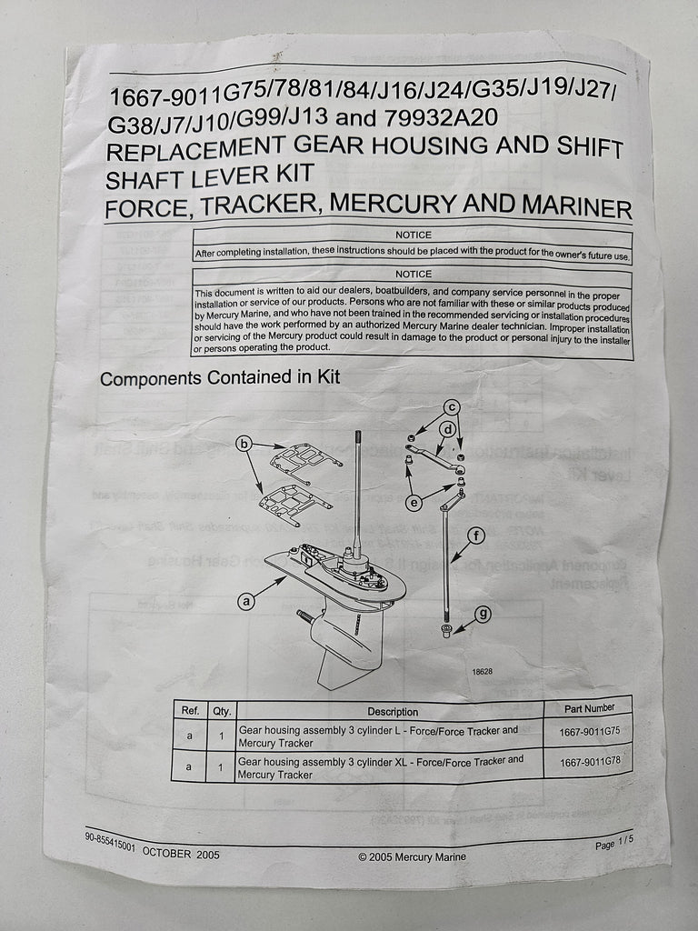 79932A20, Mercury, Shift Lever Kit