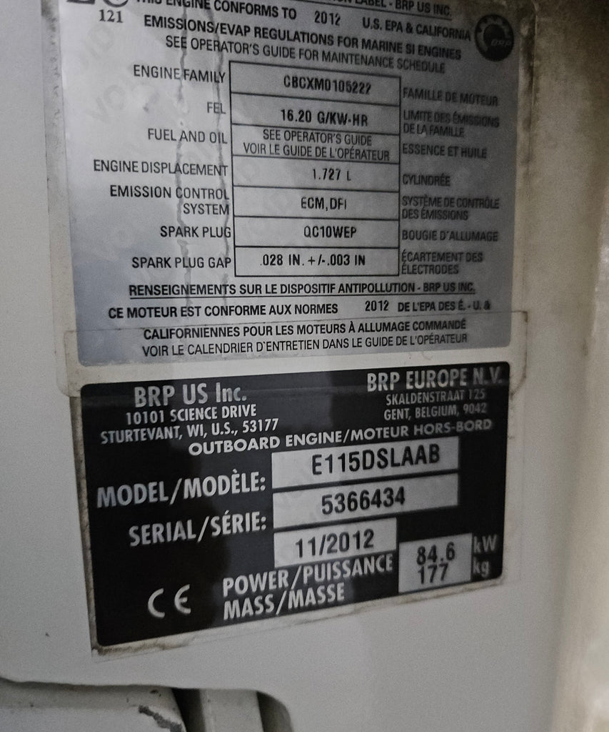 2012, Pre-Owned, Evinrude E115DSLAAB ETEC 2-Stroke Outboard