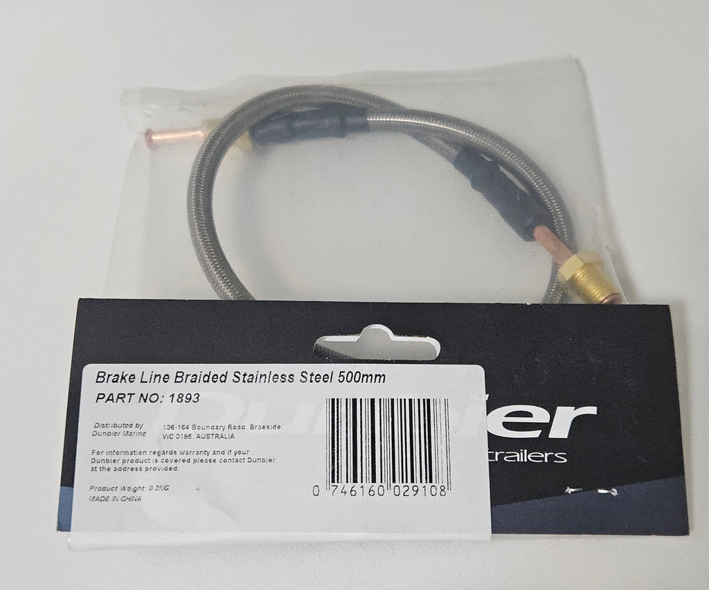 1893, Dunbier, Braided Stainless Steel Brake Line 500mm
