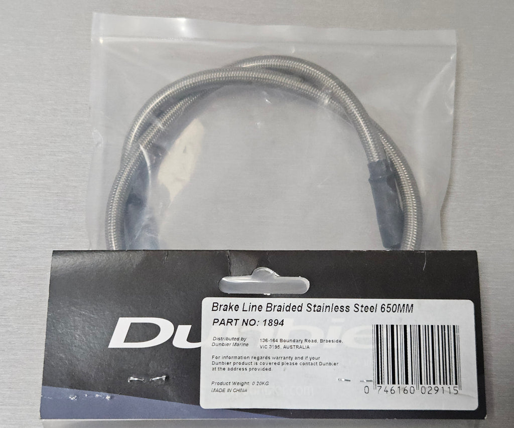 1894, Dunbier, Braided Stainless Steel Brake Line 650mm
