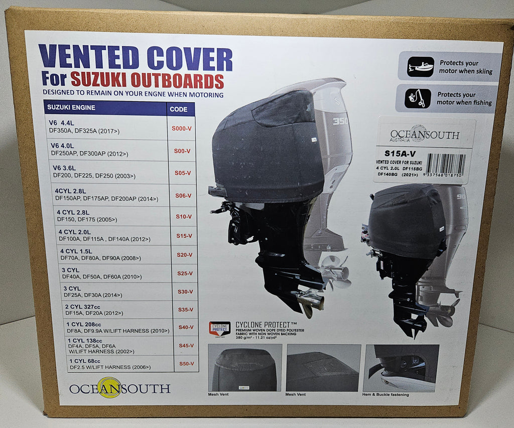 Oceansouth Suzuki Vented Outboard Cover | DF100C / DF115BG / DF140BG (2021 Onwards) | S15A-V