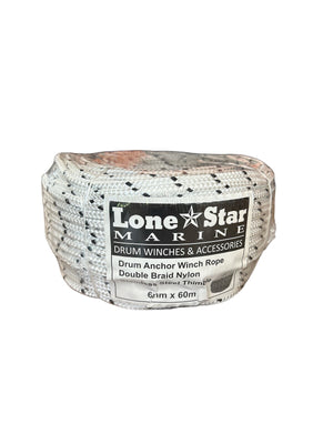 Lone Star Drum Anchor Winch Rope 60m x 6mm Double Braid Nylon | DB6X60