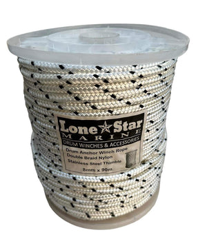 Lone Star Drum Anchor Winch Rope 90m x 8mm Double Braid Nylon | DB8X90