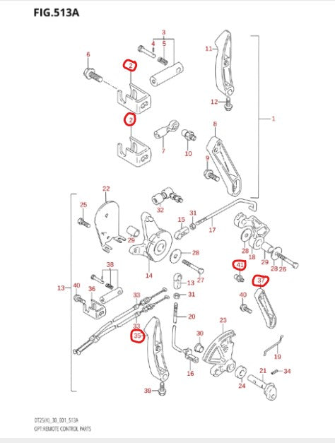 USED - Suzuki DT30 (2008) Forward Control Assorted Parts - DT30K8