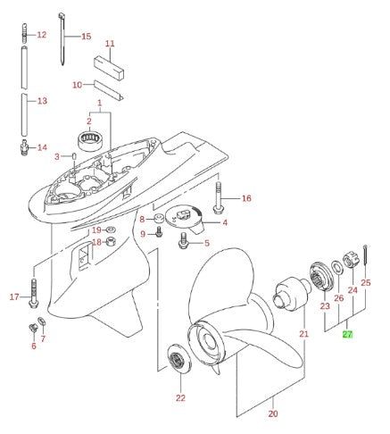 57630-90J10, Suzuki Marine Prop Nut Kit