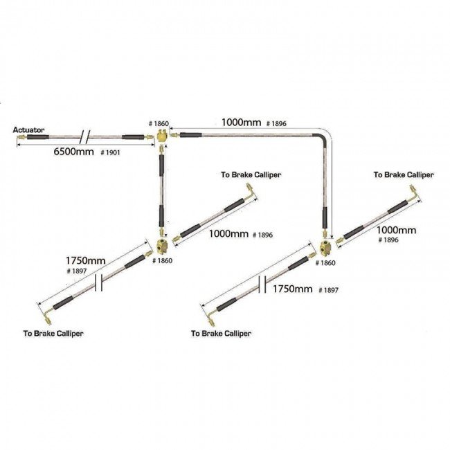 1886, Dunbier Braided Stainless Steel Brake Line to 8M 4 Wheels
