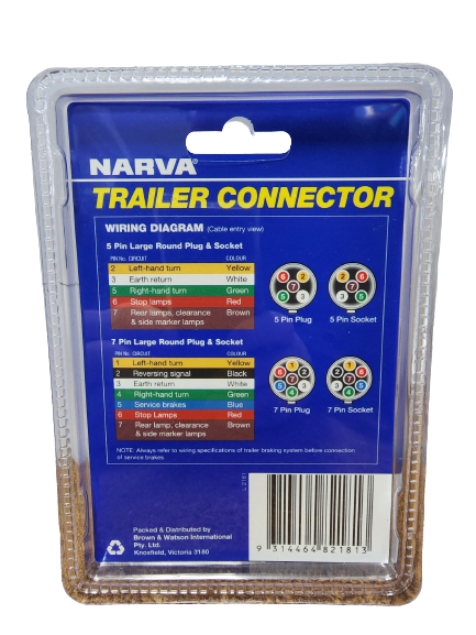 NARVA 7 Pin Large Round Plastic Trailer Plug