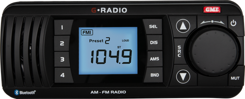 GME GR300BTB Waterproof Marine AM/FM Radio With Bluetooth